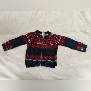 OshKosh B'gosh Red and‎ Navy Knit Sweater Size 18 Months EUC